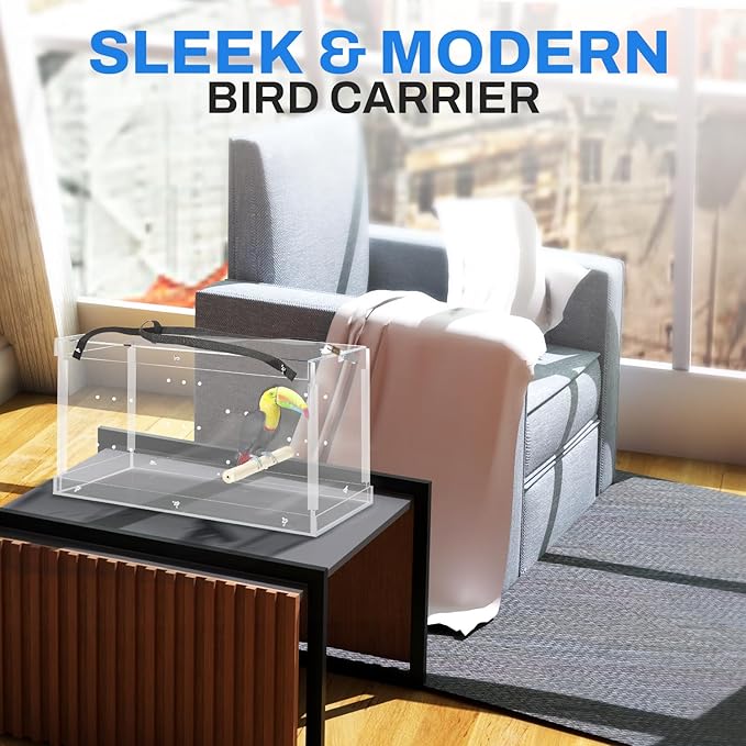 PENNZONI Macaw Acrylic Carrier, Large Bird Carrier, Crystal Clear Acrylic Bird Carrier, Bird Travel Carrier, Acrylic Bird Transporters