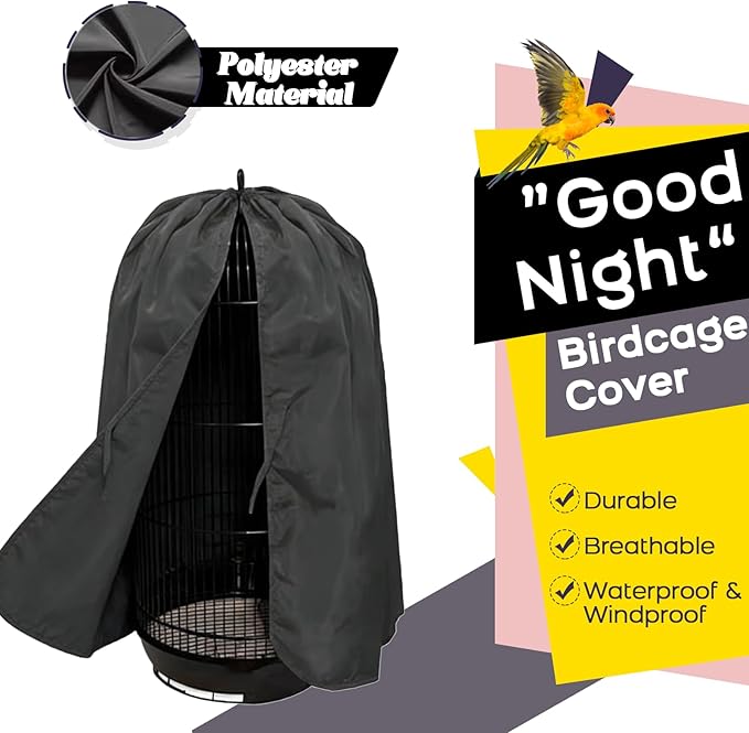 QBLEEV Round Parrot Birdcage Cover Pet Universal Blackout Cage Cover Shade Windproof Light-Proof Sleep Reduces Distractions Night Accessories Cloth Without Cage