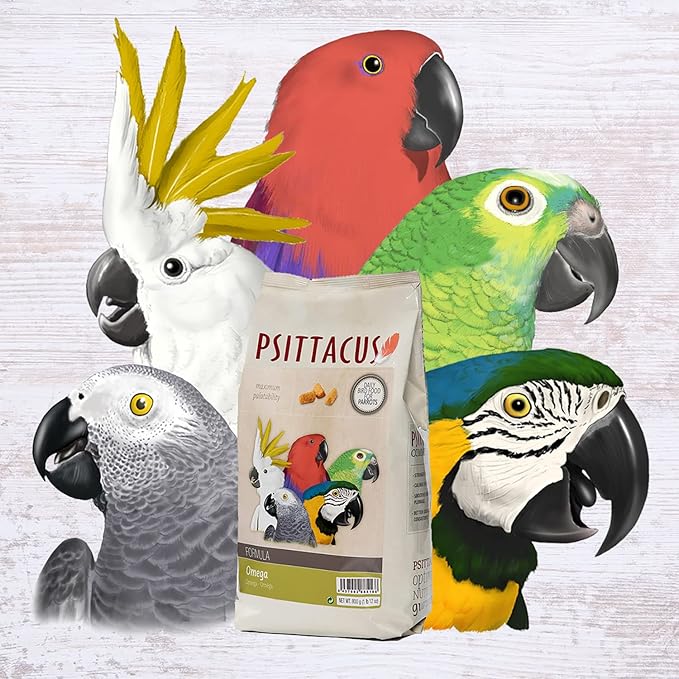 Psittacus Omega 1.76 lb | Complete Pellet Diet for African Greys, Macaws, Eclectus and Other African Parrots | Premium Food for Birds, 100% no-GMO