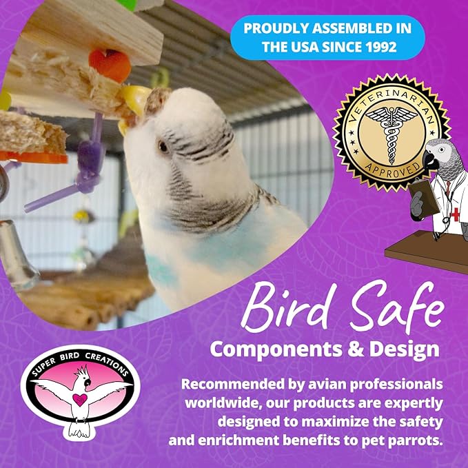 Super Bird Creations SB680 Balsa Stack Bird Toy, Small Bird Size, 6.5" x 2"