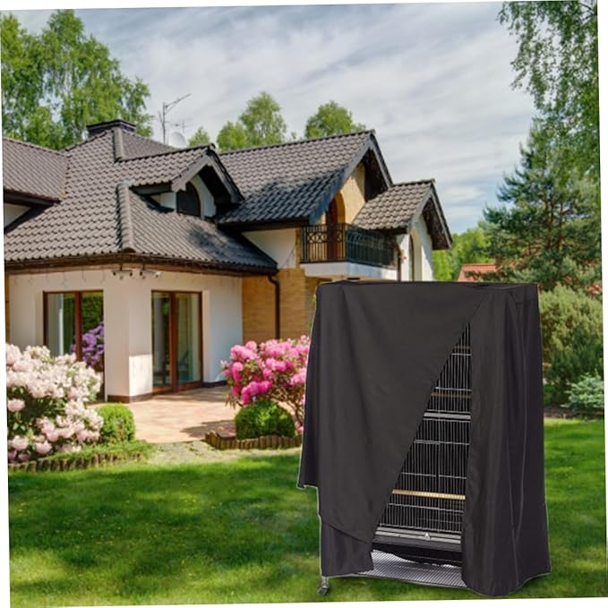 Universal Bird Cage Cover, Waterproof Oxford Cloth, Black, Solid, 122x104x69 cm/48.03x40.94x27.17 inch, Nighttime Sleep