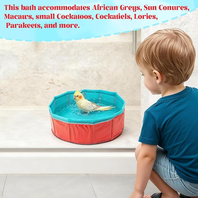 Portable Conure Bathtub,Parrot Bath Tub for Outdoor,Outdoor Travel Multi Functional Portable Parrot Bath,Suitable for Small to Large Birds African Grey Budgerigar Parakeet African Parrot.