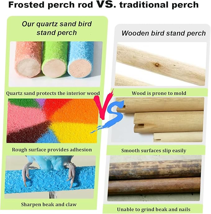 Hamiledyi 4 PCS Parrot Perch Stand Toy 7.9x0.8inch Bird Cage Perch Natural Paw Grinding Stick for Medium Parrots Parakeets Cockatiels Lovebirds Chewing Stick (M)