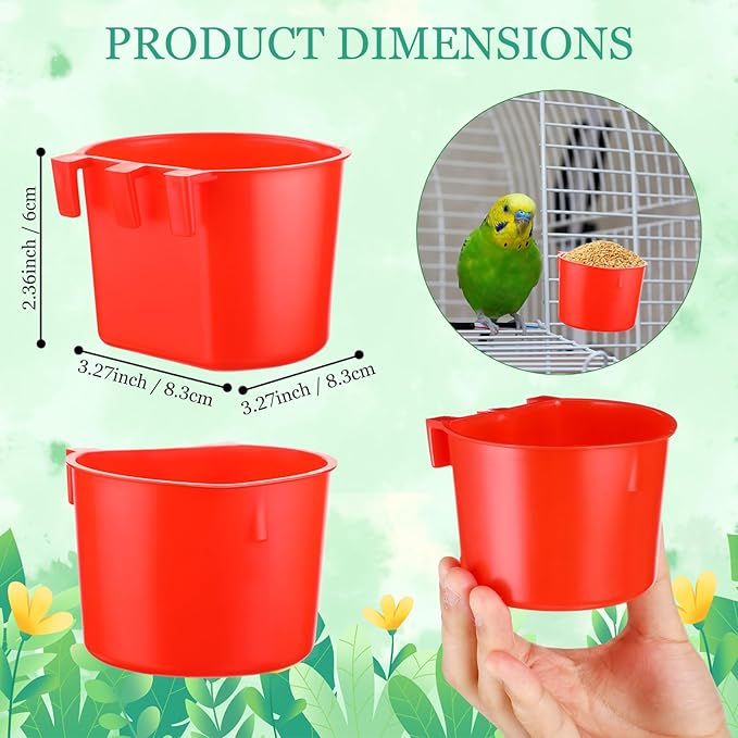 Ziliny 120 Pcs Cage Cups Chicken Birds Feeder Cups Plastic Hanging Chicken Feeders and Waterers 8 oz Feeding Bowl for Gamefowl Supplies Pet Pigeon Poultry Parrot Parakeet Rooster Rabbit(Red)