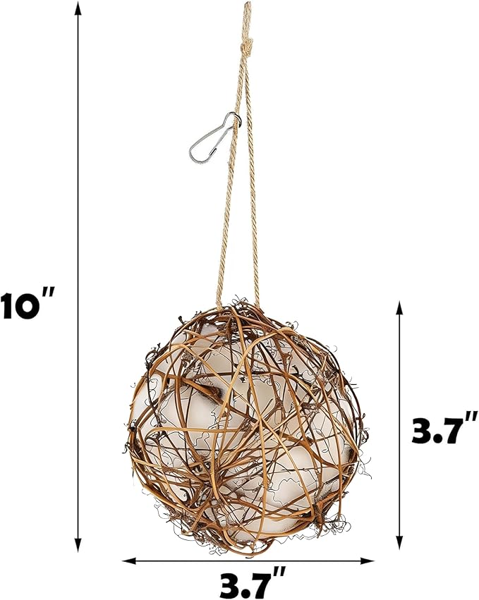 winemana Bird Nesting Material Holder for Hummingbirds, 3 Pack Natural Nesting Balls with Cotton Fibers for Wild Birds Outdoor Hummingbird House Gift for Bird Lovers Refillable