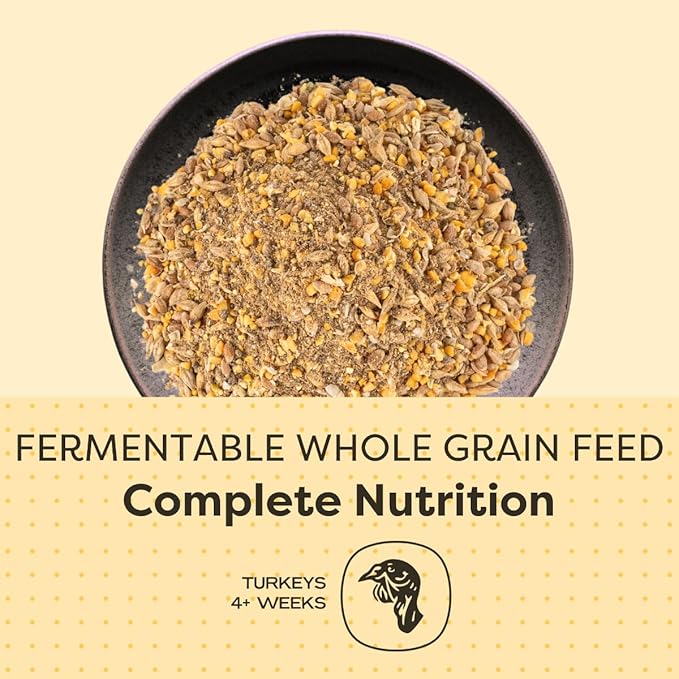 Scratch and Peck Feeds Whole Grain Grower Mash + Corn Turkey Feed - 40 lbs Bag - Soy-Free - 20.5% Protein, Certified Organic and Non-GMO Project Verified Turkey Food