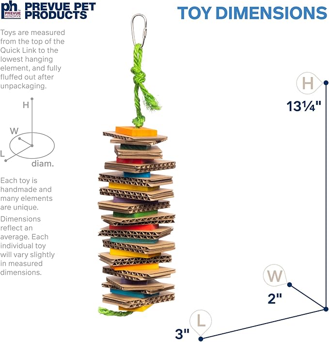 Prevue Pet Products Shredding Stack Playfuls Bird Toy - Accessories for Cockatiels, Parakeets, Canaries, Conures, and Small to Medium Birds, Hanging Cage Accessory for Shredding, Chewing, and Foraging
