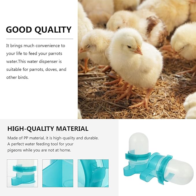 Kisangel 2Pcs Automatic Bird Water Feeder, Pigeon Bottle Water Drinker Clip Bird Cage Feeder for Budgie Cockatiel Lovebirds Decor