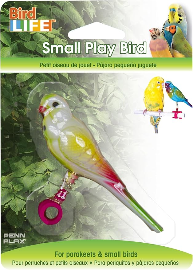 Penn-Plax (BA509) Acrylic Bird Figure, Small size on spring | Easily attaches to cage | Give your bird a new friend