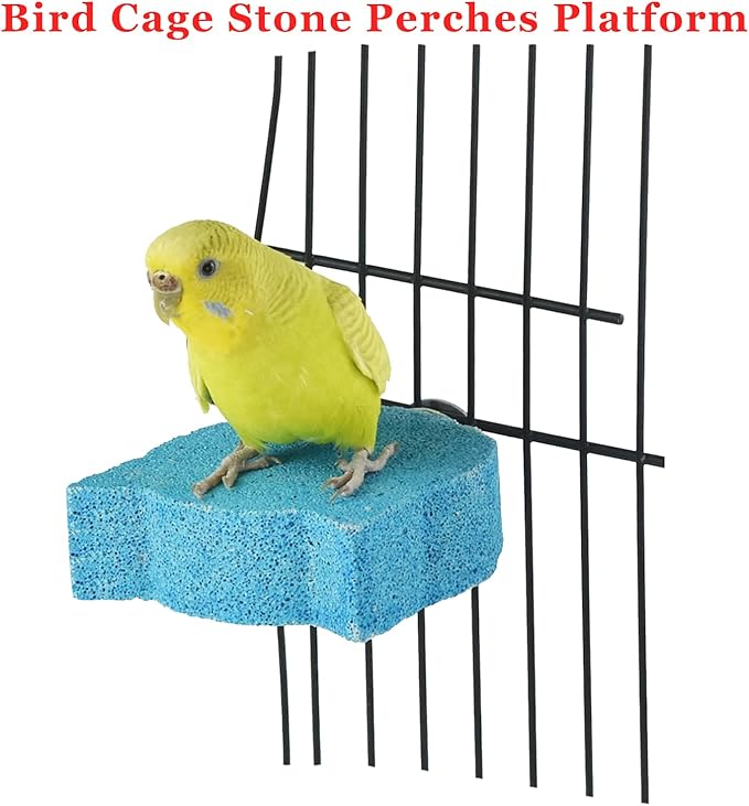 2 Pcs Bird Cage Grinding Platform Stand Parrot Calcium Perch Small Animals Beak Stone Foot Claws Trimmer Parakeets Natural Chewing Toys for Small Medium Birds Budgies Conures Cockatiels Rats