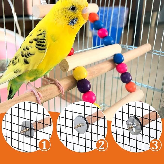 Bird Perch Wooden Parrot Perchs Stand, 4PCS Parrot Perches Toys Wood Perches with Different Widths Bird Cage Toys Cage Accessories for Macaws, Small Parakeets, Conures, Budgies, Finches