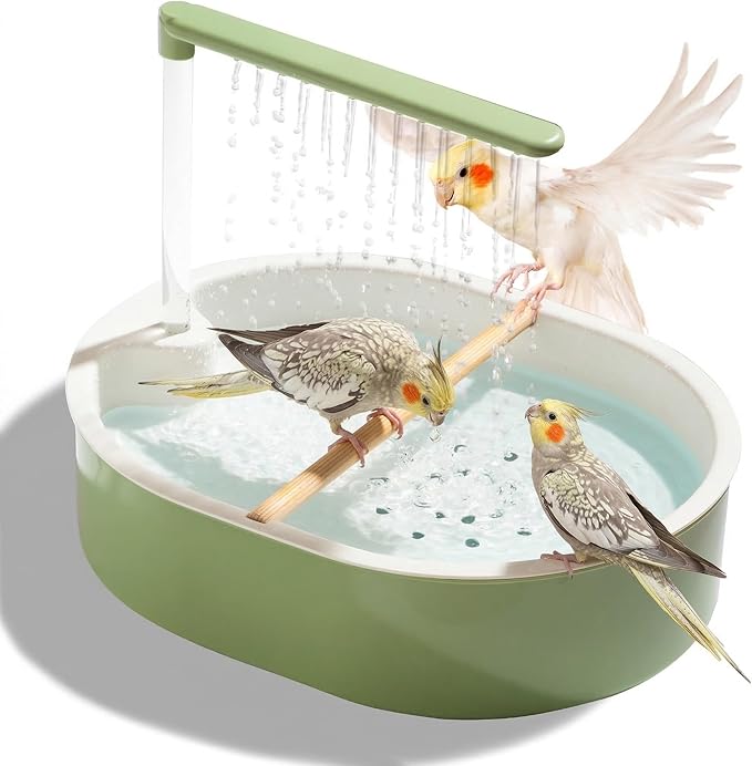 Automatic Bird Bath with Rain Shower, Pet Bathing Basin with Water Circulation System
