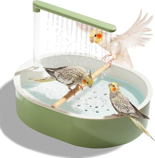 Automatic Bird Bath with Rain Shower, Pet Bathing Basin with Water Circulation System