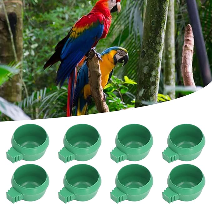 25Pcs Bird Parrot Feeding Cups, Mini Bird Parrots Food Water Plastic Bowl Small Feeding Holder for Small Animal Birds Parrots(S)