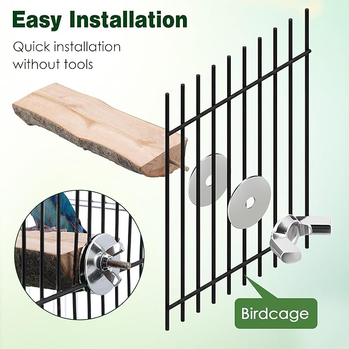 Saillong 3 Pack Natural Wood Bird Perch, Parrot Platforms Stand, Comfortable Resting Perch for Eating, Drinking & Foot Health, Chewable Standing Cage Accessories, for Parakeet, Cockatiels, Lovebirds