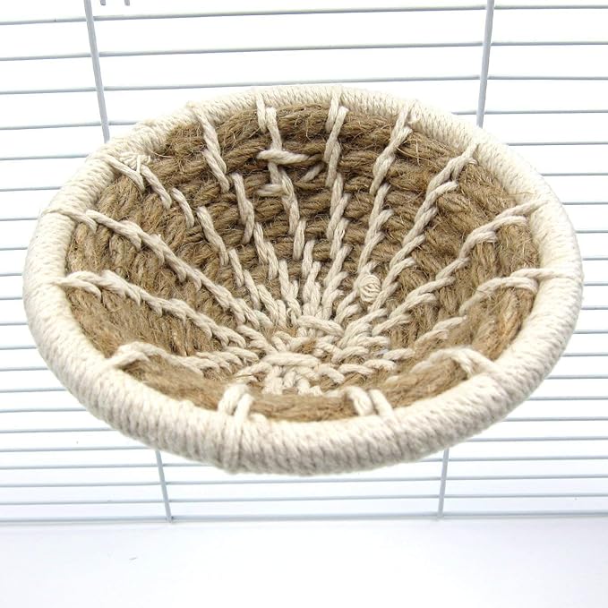 Bird Breeding Nest Bed Hut Toy with Warm Comfortable Mat Handmade Cotton Weave Hemp Rope Hatching Hut Cave Cage Accessories for Parakeet Conure Cockatiel Canary Finch Lovebird Budgie (B: HEMP)