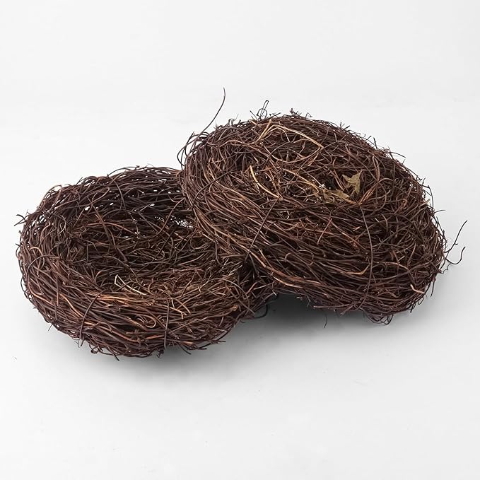 16 PCS 7.87 Inch Artificial Bird Nest for Crafts, Handicraft Rattan Bird's nest, Small Bird Nest, Bird's Nest Decorating Kit for Holiday, Table, Garden, DIY Terrarium Decor