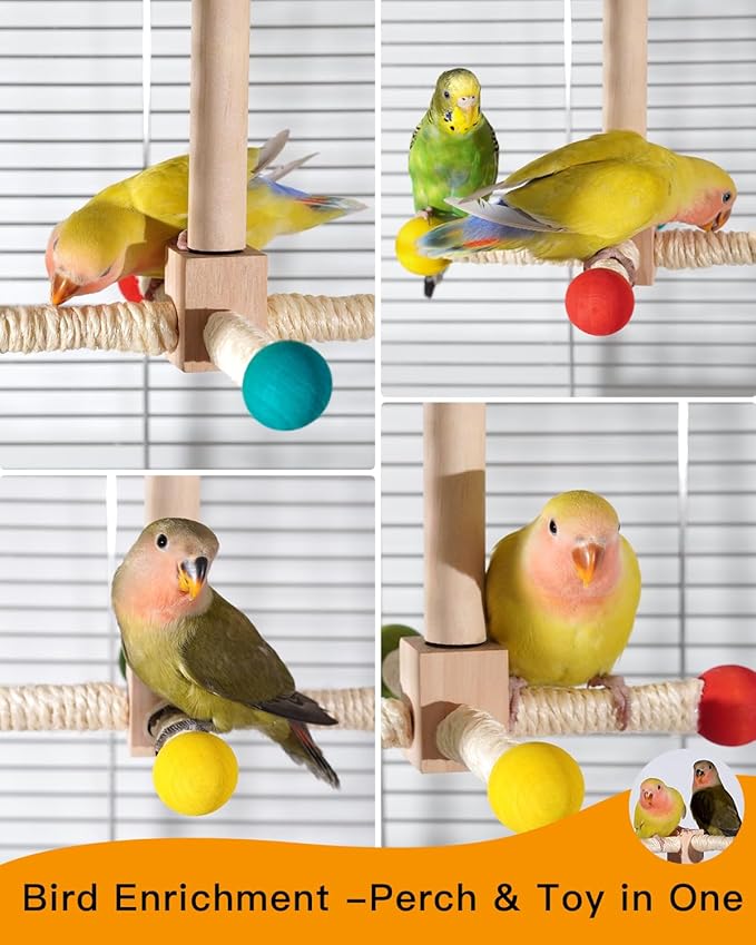 Bird Perch Toy, 360° Rotating Parrot Perch, Interactive Spinning Bird Cage Toy for Budgies, Cockatiels, Lovebirds, Parakeets and Small to Medium Birds