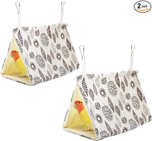 2 Pack Hanging Winter Warm Bird Nest House, Comfortable Bird Bed for Cage, Hanging Hammock for Budgies, Cockatiels, Lovebirds, Conures, Quakers, Small to Medium Birds