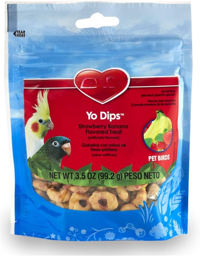 KayteeYo Dips Treat for All Pet Birds Strawberry Banana Size 3.5 oz (Pack of 1)