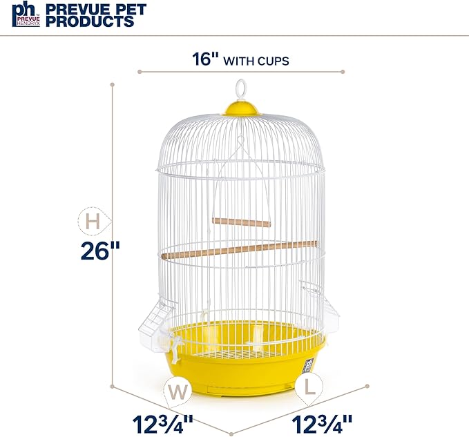 Prevue Hendryx SP31999Y Classic Round Bird Cage, Yellow, 1/2"