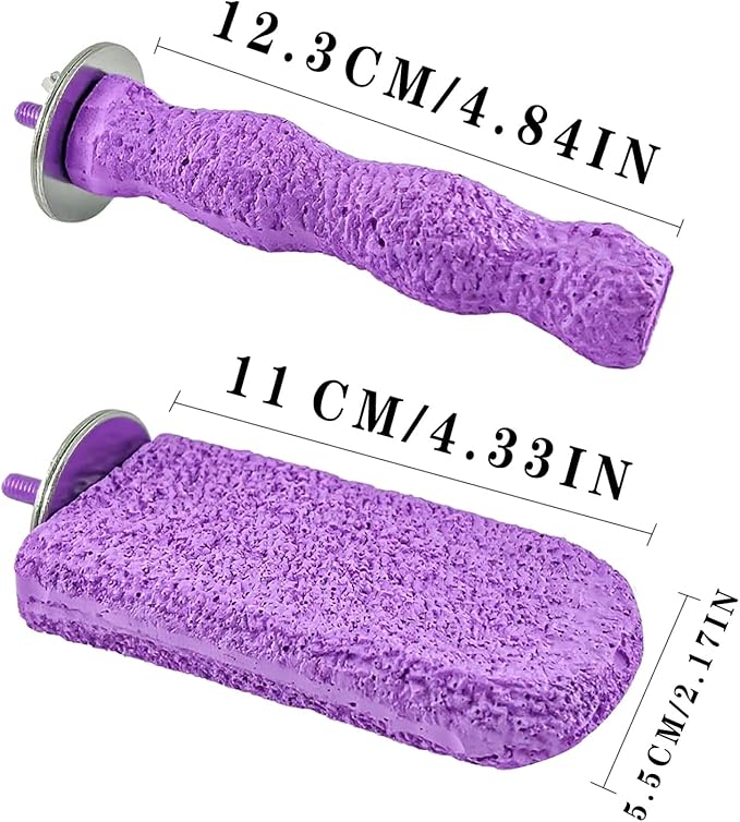 2PCS Bird Beak Grinding Stones, Parrot Perch, Non-Slip Claw Trimmer Chew Toys for Cockatiels, Budgies, Conures, Parakeets, and Other Small to Medium Parrots