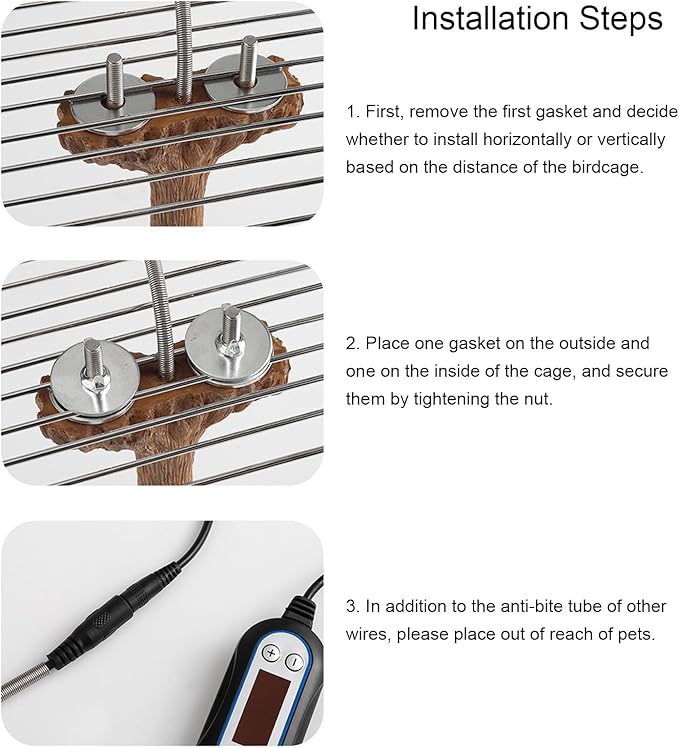 5W Heated Bird Perch Stand Heating Solution for Parrots, Birds, Hamsters with Environment, Heating Pole for Cozy Living
