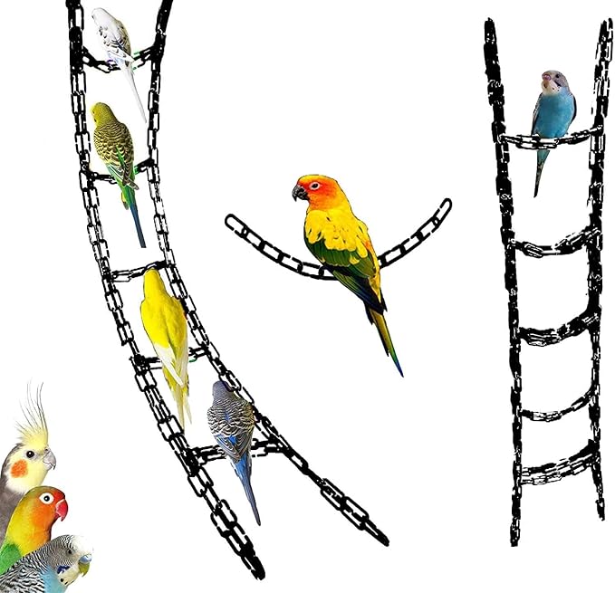 600-Piece Black Plastic Chain Links & Toys - Interlocking C-Clip Bird Cage Accessories for Parakeets, Sugar Gliders, Small Pets (Climbing/Swinging Toys)