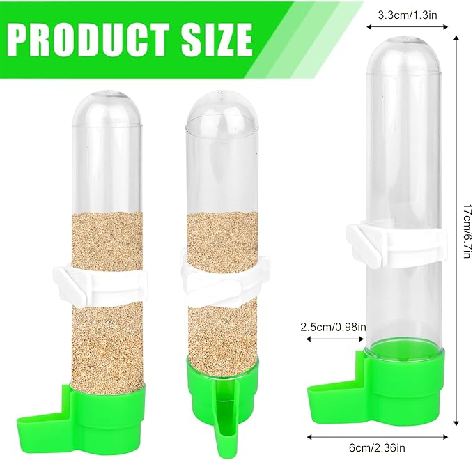 BOXOB Bird Water Feeder, Automatic No Mess Bird Water Dispenser Bottle Leak-Proof Hanging Cage Food Dispenser Waterer Container Accessories for Quail Parrot Parakeet