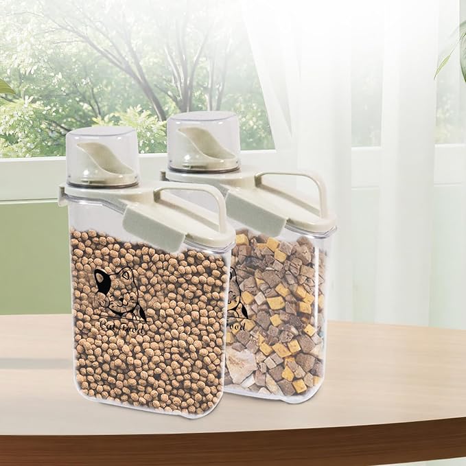 Pet Food Storage Container with Measuring Cup and Pour Spout - Airtight, Leakproof, Portable Pet Food Dispenser for Travel - 2.8L