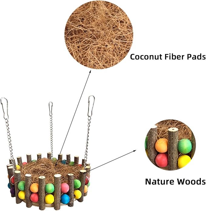 Bird Toys, Bird Perch Stand Playground for Cage, for Small-Medium Parrot, Parakeet, Budgie, Conures(nest)