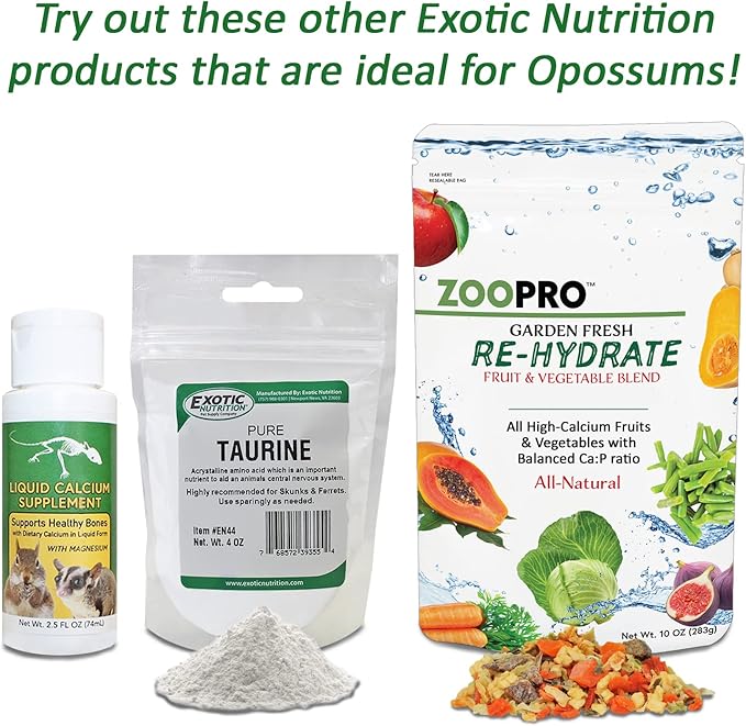 Exotic Nutrition Opossum Complete - Nutritionally Complete Healthy Pellet Diet - Food for Short-Tailed & Virginia Opossums (1 lb.)