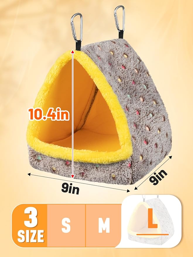 Large Winter Warm Bird Nest House, Comfortable Bird Bed for Cage with Mat, Hanging Hammock Shed Hideaway Hut Gift for Macaws African Grey Amazon Parrots