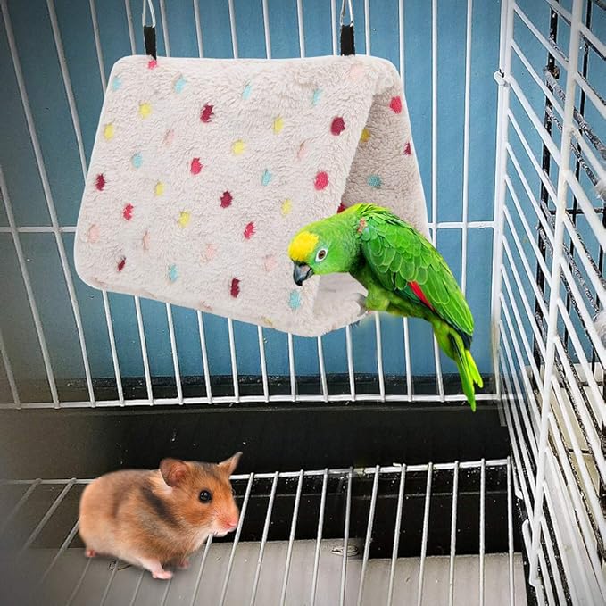 Bird Nest House, Winter Warm Plush Bird House Hammock Hamster Hanging Bed Cave Cage for Budgie Parakeet Cockatiel Conure Sugar Glider(M)
