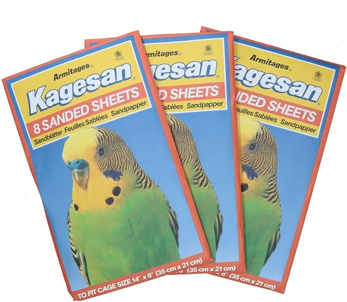 AB Tools 24 Sanded Sheets Sandpaper Cage Lining Budgies Caged Birds 21x35cm