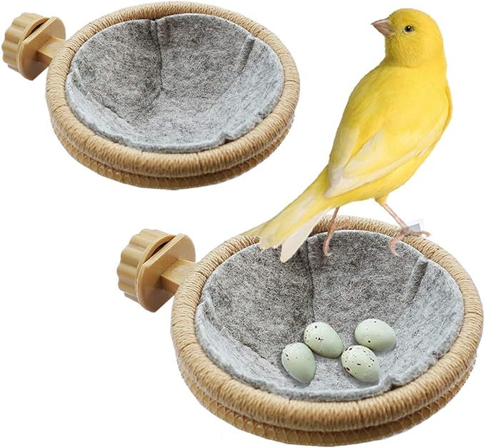FOIBURELY 2 Sets Bird Nest Canary Finch Parrot Nest with Felt（4.5 inches）