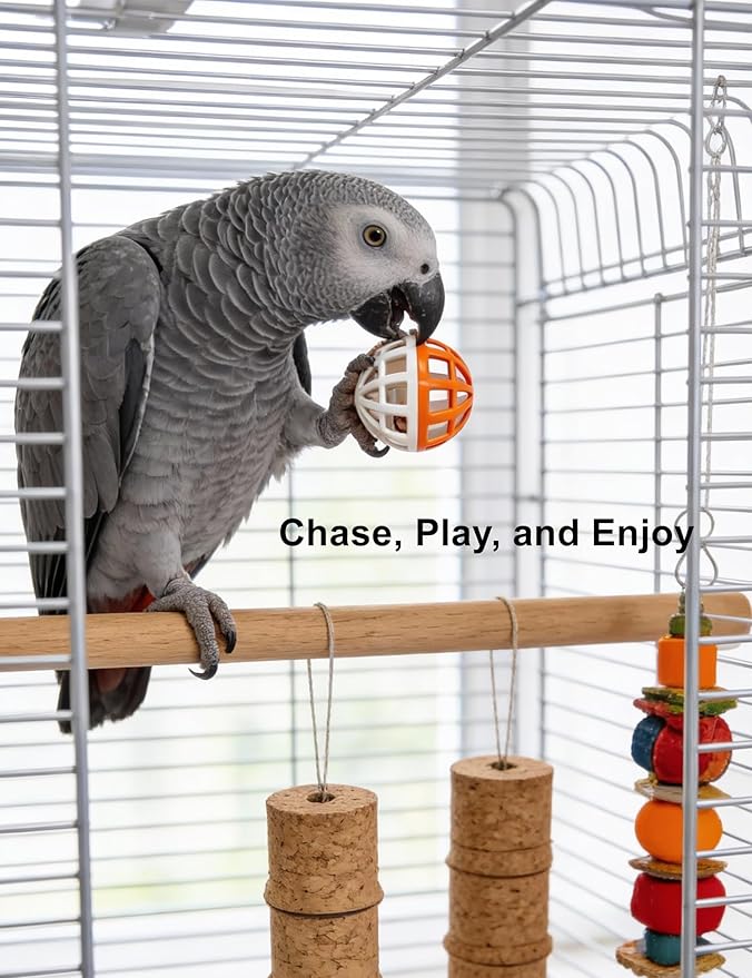 12 Pack Bird Toys, Colorful Bell Balls and Rattles for Small and Medium Parrots, Parakeets and Cockatiels
