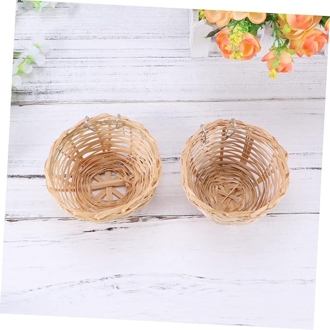 Mipcase 6pcs Handmade Bamboo Bird Nest Hook Country-Style Nest for Birds and Parrots Natural Bamboo Breeding Box for Pets Cozy Hanging Shelter for Your Aviary Decor
