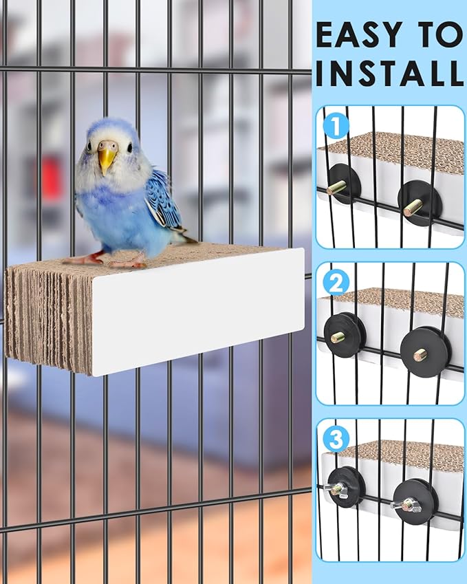 KATUMO Conure Toys, 4.7 Inch Cockatiel Foraging Shredder Chewing Toys Parakeet Perch Stand Bird Cage Assessory for Lovebird Parrotlet Small Birds