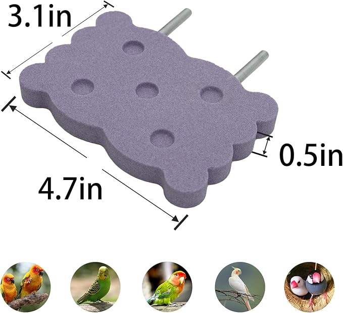 Bird Perch Stand for Parrots – Natural Ceramic Grinding Stick for Beak, A Safe, Non-Shedding Chewing and Claw-Trimming Perch for Parrots (Purple, Medium Size)