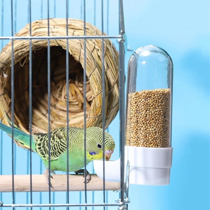 2PCS Bird Food Water Dispenser Bird Water Bottle Automatic Waterer Feeder Parakeet Waterer Cockatiel Cage Accessories (White)