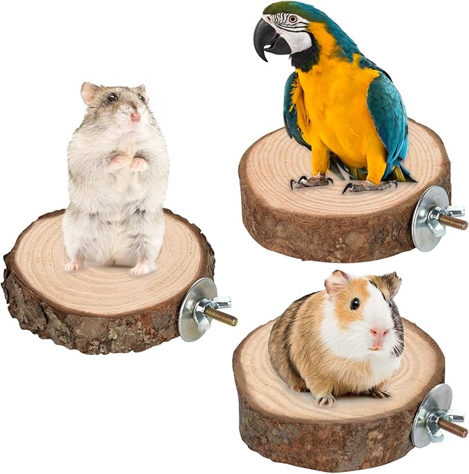 18 PCS Bird Perches Stand Toy, Natural Wood Parrot Perch Stand Bird Cage Branches Platform Accessories for Parakeets Cockatiels Conures Macaws Finches Love Birds
