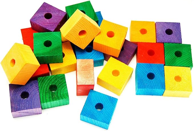 Wooden Colored Large 24 Blocks Bird Parts Amazon Cockatoo Macaw