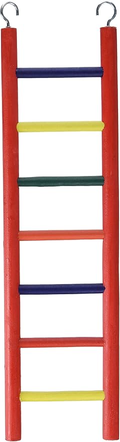 Prevue Pet Products 7-Rung Wood Bird Ladder - Enclosure Accessories for Small Birds, Hanging Cage Toy for Climbing, Healthy Foot Exercise, Beak Play, and Bird Engagement - Multi-Colored