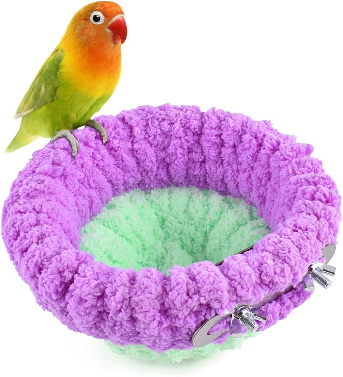 KATUMO Bird Nest, 7inch Small Parrot Breeding Bed for Budgie, Parakeet, Cockatiel, Conure, Lovebird, Canary, Finch Birds (Purple/Green, Large)