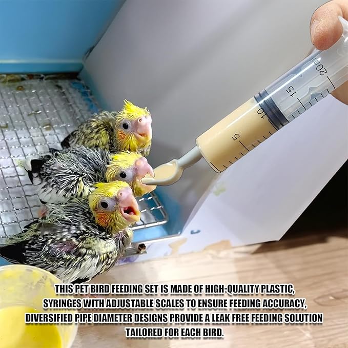 Bird Feeding Syringe Set,Parrot Syringe Feeder with Feeding Spoon and Tubes,Baby Bird Feeding Syringe Manual Tools for Pigeons Parrots Small Animals Feed Liquid Milk Medicine (Clear 20ML+50ML)