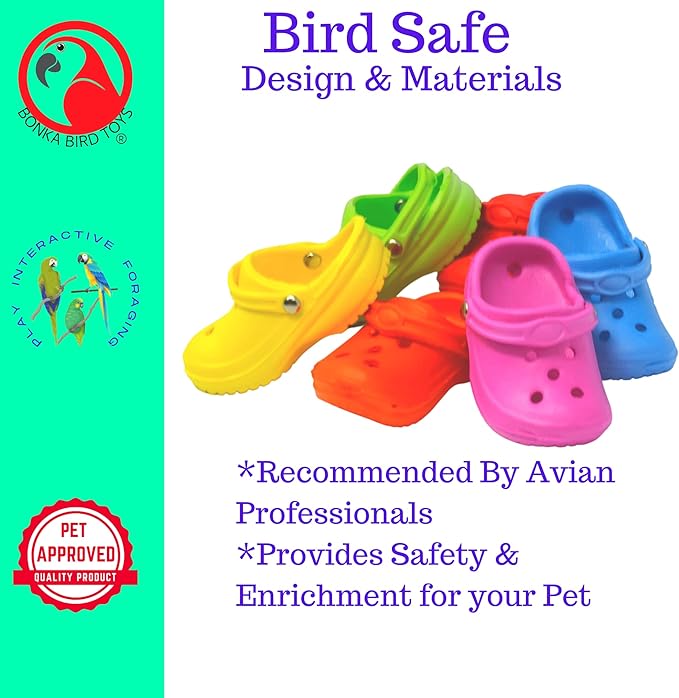 Bonka Bird Toys 2183 Pack of 6 Mini Sandals – Chewing Bird Toys for Budgies, Parakeets, Conures & Cockatiels – Small Bird Foraging & Enrichment Toys