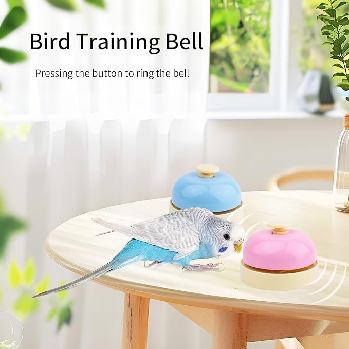 FlidRunest Bird Bell Toys, 2 Pack Parrot Training Bell, Bird Tell Bell, Pet Training Bell Toy, Bird Stainless Steel Bell for Parrots, Parakeets, Conures, Cockatiels, Dogs