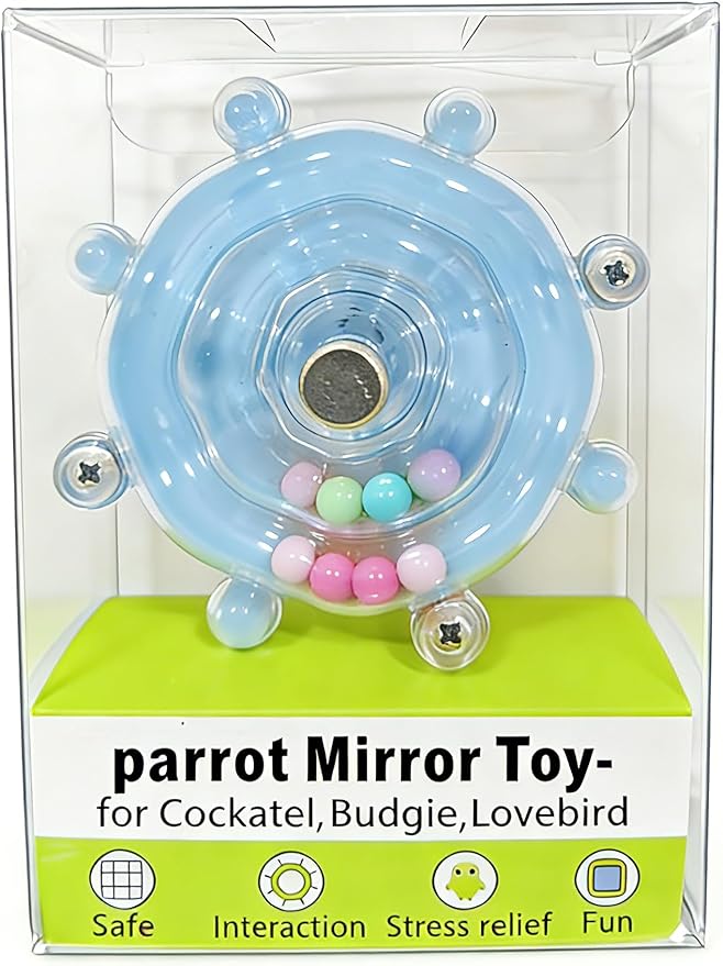 Budgie Toys, Interactive Bird Toys for Parakeet, Cockatiel, Lovebird, Quaker Parrot & Conures, Fun Educational Training Bird Toy (Blue)