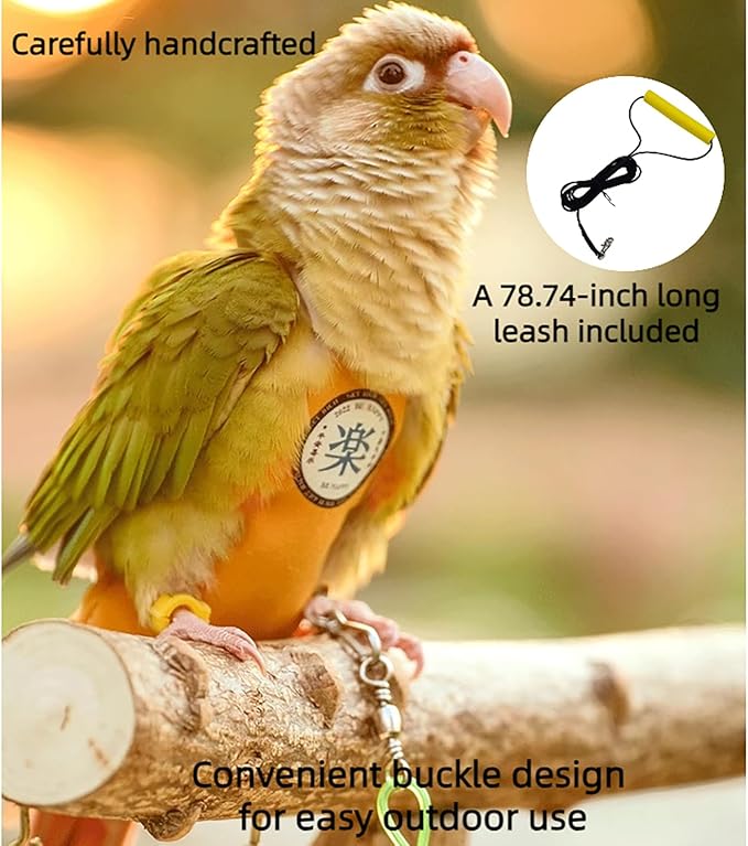 MANON ROSA Bird Diapers Leash Set Washable Reusable Handmade Flight Suit Waterproof Inner Layer - Protective Parrot Nappy Clothes Parakeets Macaws Budgies Canaries (Orange1,Budgie)